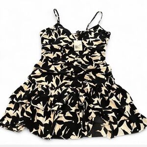 Forever 21 Black and White Leaf Print Dress NWT